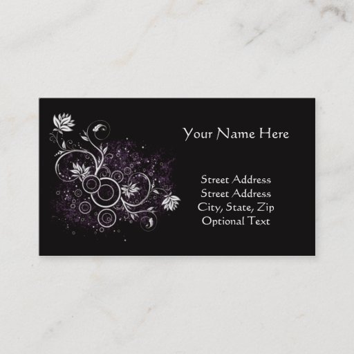 Customizable Business Card Black with White and Purple