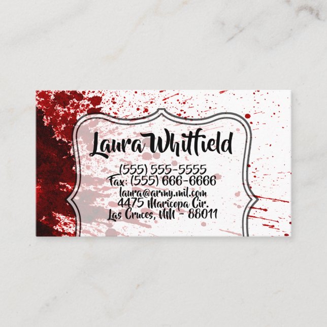 Business Card Blood Splatter Vampire Gothic Horror (Front)
