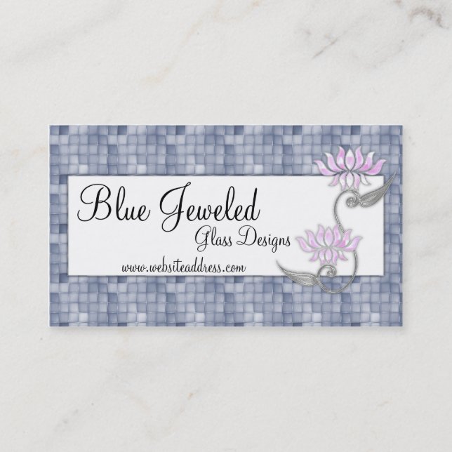 Business Card :: Blue Glass & Jeweled (Front)