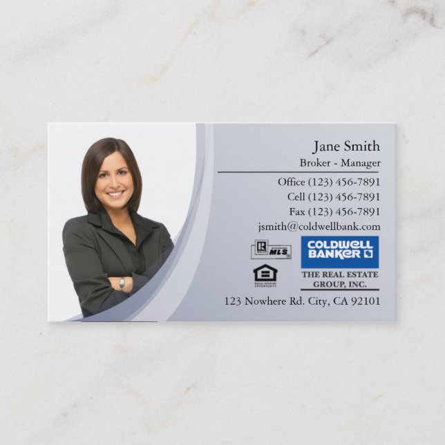 Business Card: Blue Photo Business Card (Front)