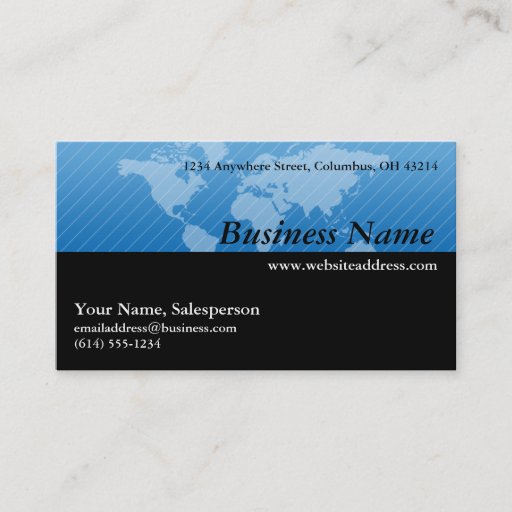 Customizable Business Card :: Blue World Map Design 1