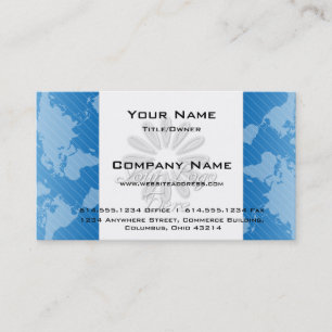 Business Card :: Blue World Map w/Logo Design 2