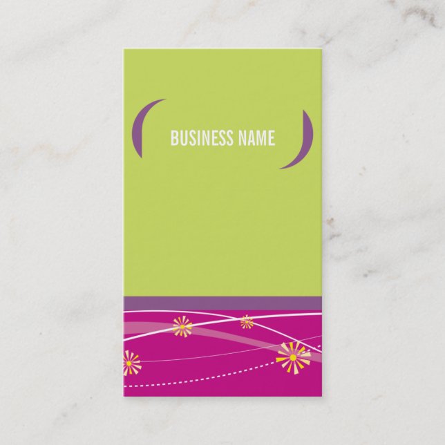BUSINESS CARD bold bright brackets lime pink plum (Front)
