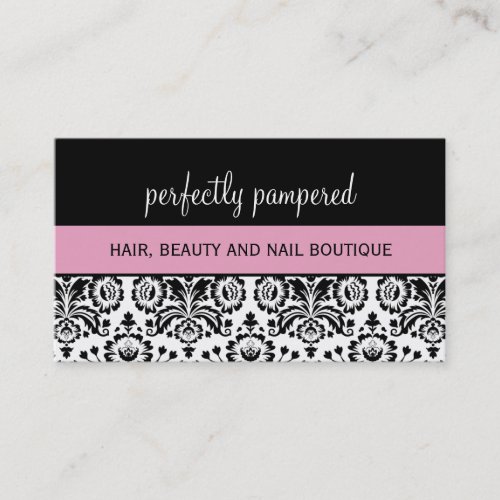 BUSINESS CARD bold damask black pale pink