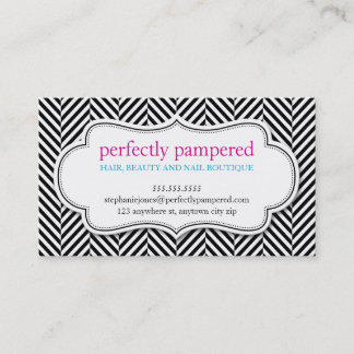 BUSINESS CARD bold herringbone pattern black white