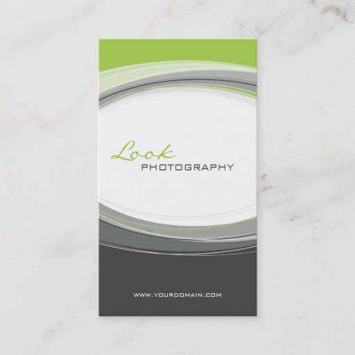 Customizable BUSINESS CARD bold modern curve grey lime green