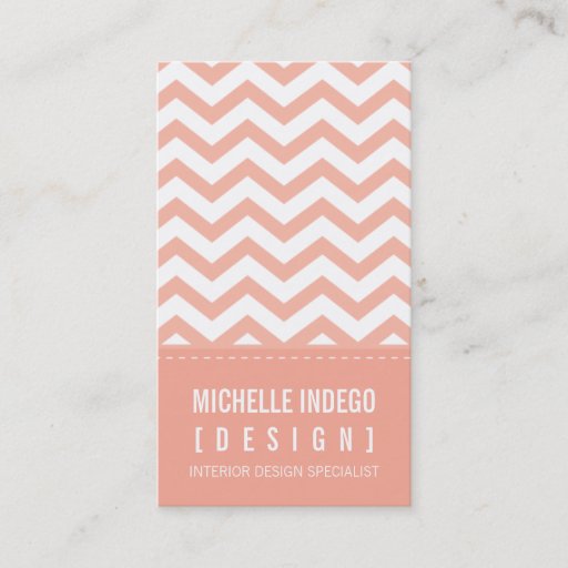 Customizable BUSINESS CARD bold trendy chevron stripes apricot