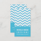 BUSINESS CARD bold trendy chevron stripes aqua (Front/Back)