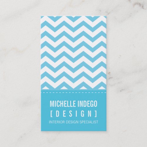 BUSINESS CARD bold trendy chevron stripes aqua