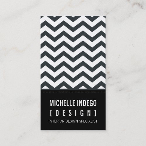 BUSINESS CARD bold trendy chevron stripes black
