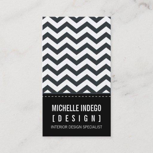 Customizable BUSINESS CARD bold trendy chevron stripes black