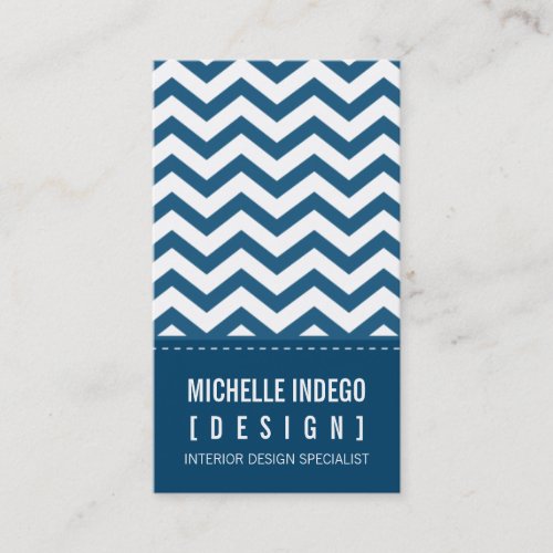 BUSINESS CARD bold trendy chevron stripes blue