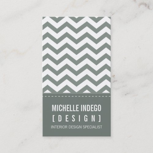 BUSINESS CARD bold trendy chevron stripes grey