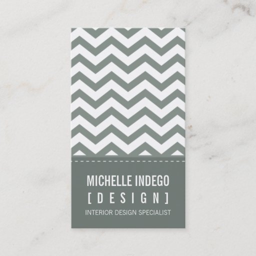 Customizable BUSINESS CARD bold trendy chevron stripes grey
