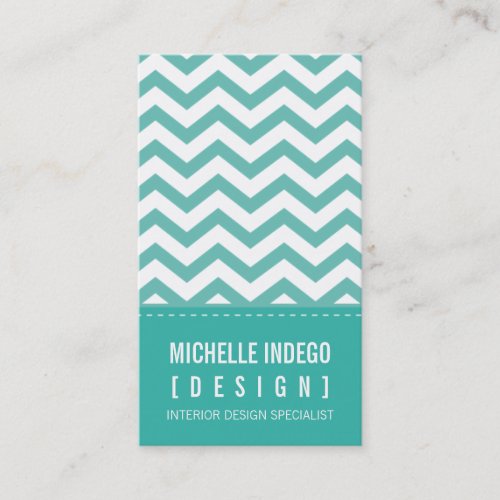 BUSINESS CARD bold trendy chevron stripes jade
