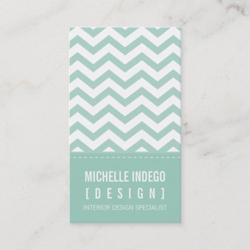 BUSINESS CARD bold trendy chevron stripes mint