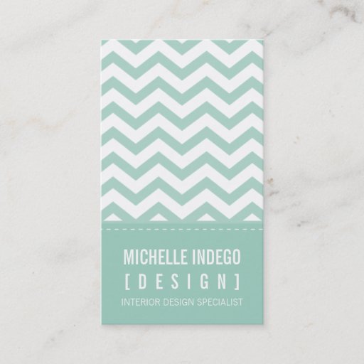 Customizable BUSINESS CARD bold trendy chevron stripes mint