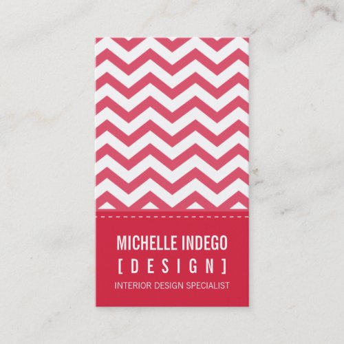 BUSINESS CARD bold trendy chevron stripes red