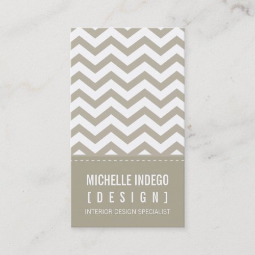 BUSINESS CARD bold trendy chevron stripes taupe