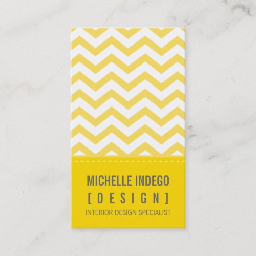 BUSINESS CARD bold trendy chevron stripes yellow