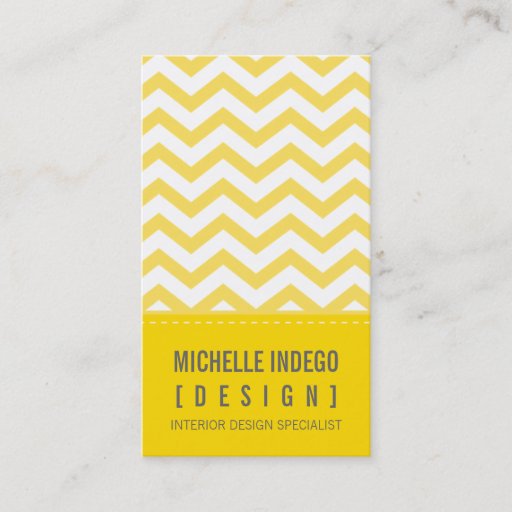 Customizable BUSINESS CARD bold trendy chevron stripes yellow