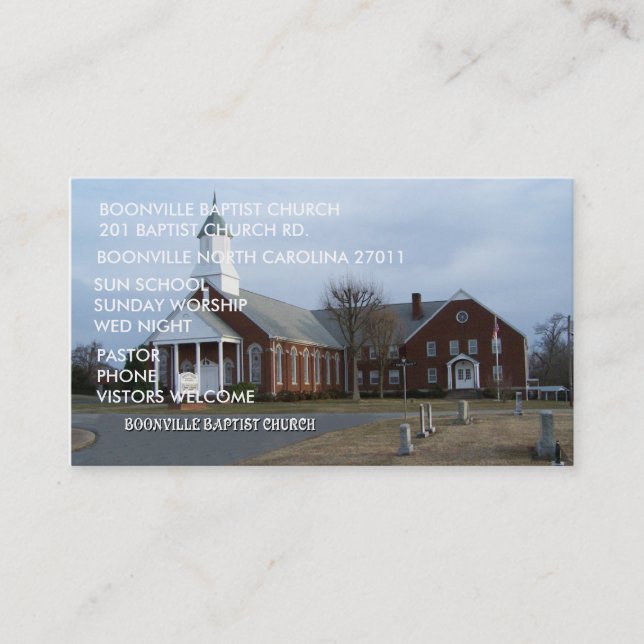 BUSINESS CARD-BOONVILLE BAPTIST CHURCH BUSINESS CARD (Front)