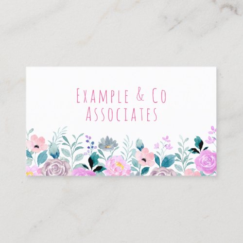 Business Card Bright Pink Watercolor Flowers Business Card