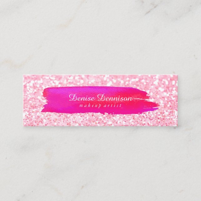 Business Card -  Brushstroke Glitter Pink (Front)