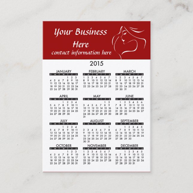 Business Card Calendar Jade Hair Salon (Front)