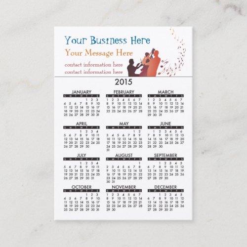 Business Card Calendar Jazz