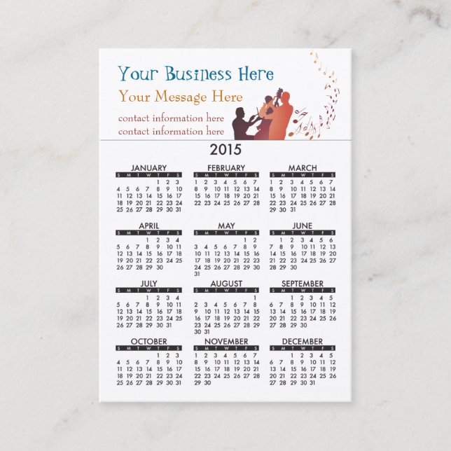 Business Card Calendar Jazz (Front)