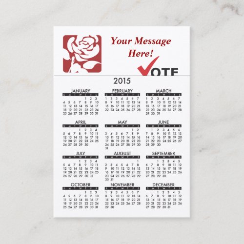 Business Card Calendar Labour Party
