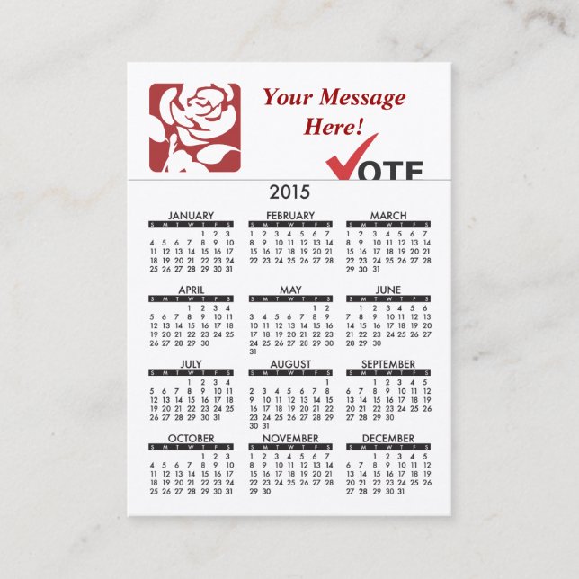 Business Card Calendar Labour Party (Front)