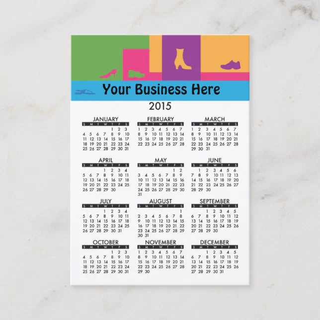Business Card Calendar Retail Shoes | Zazzle