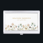 Business Card Case<br><div class="desc">Chic & Stylish,  this beautiful floral business card case features stunning hand-painted watercolor blush pink,  dusty blue,  and yellow delicate pressed vintage wildflowers with sage green botanicals arranged as a lovely frame. Find matching products in the Elegant Pastel Watercolor Wildflower Business Collection.</div>