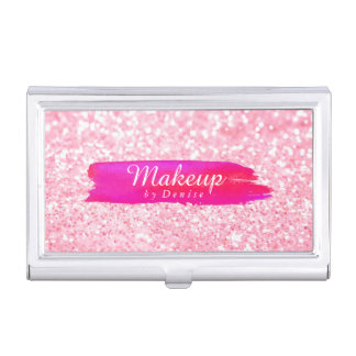 Business Card Case - Makeup Glitter Pink