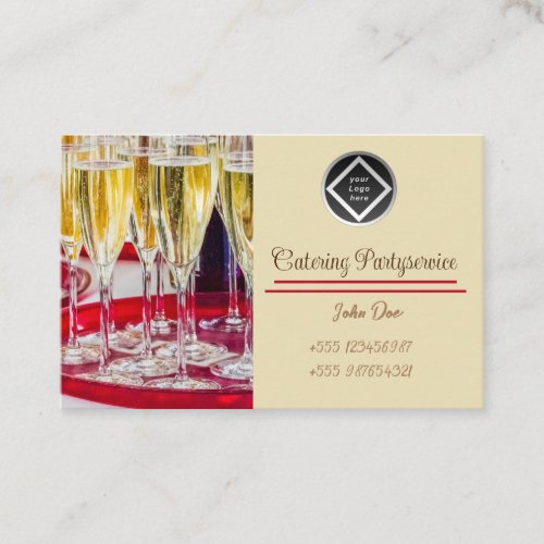 Business card champagne glasses  champagne cater business card