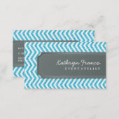 BUSINESS CARD chevron stripe aqua glitter effect (Front/Back)
