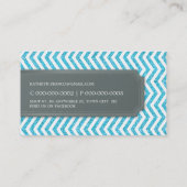 BUSINESS CARD chevron stripe aqua glitter effect (Back)