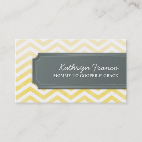 BUSINESS CARD chevron stripe yellow watercolor