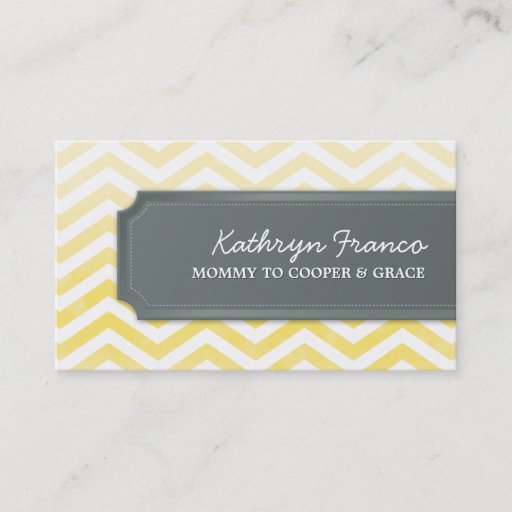 Customizable BUSINESS CARD chevron stripe yellow watercolor