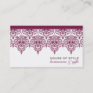 BUSINESS CARD classy damask maroon mulberry white
