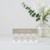 BUSINESS CARD classy damask stone taupe brown (Standing Front)