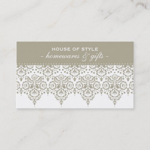 BUSINESS CARD classy damask stone taupe brown