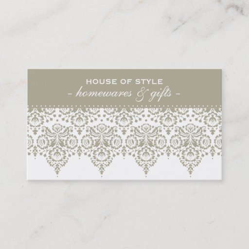 Customizable BUSINESS CARD classy damask stone taupe brown