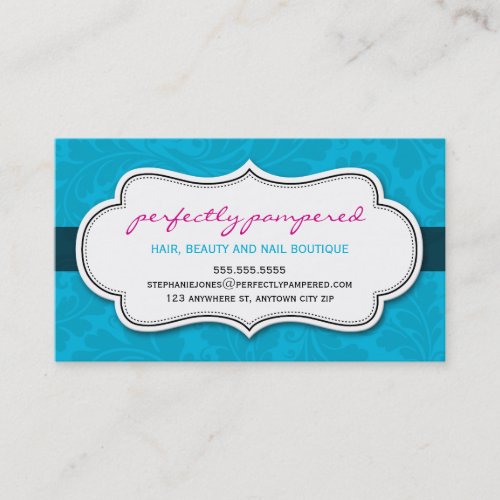 BUSINESS CARD classy flourish aqua blue black