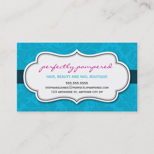 Customizable BUSINESS CARD classy flourish aqua blue black
