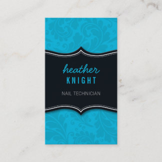 BUSINESS CARD classy flourish black turquoise