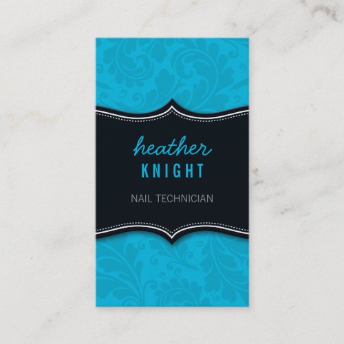 BUSINESS CARD classy flourish black turquoise