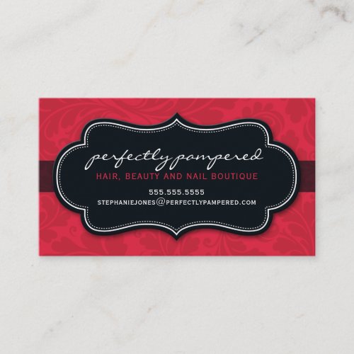 BUSINESS CARD classy flourish cherry red black